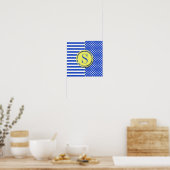 Royal Blue Polka Dots and Stripes Monogram STaylor Poster (Küche)