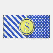 Royal Blue Polka Dots and Stripes Monogram STaylor Schreibtischunterlage (Vorderseite)