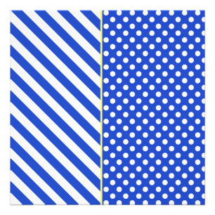 Royal Blue Polka Dots and Stripes von STaylor Fotodruck