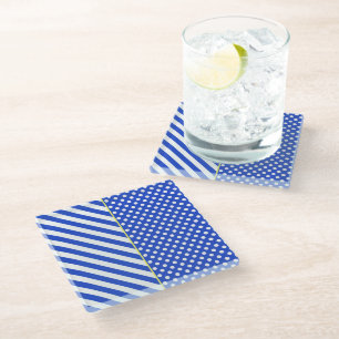 Royal Blue Polka Dots and Stripes von STaylor Glasuntersetzer