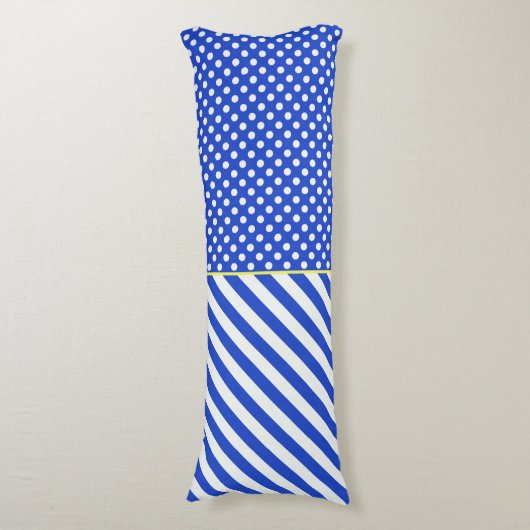 Royal Blue Polka Dots and Stripes von STaylor Seitenschläferkissen (Vorderseite Vertikal)