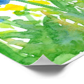 Royal Blue Poppies Gelbe Wildblumen Wasserfarbe Poster (Ecke)