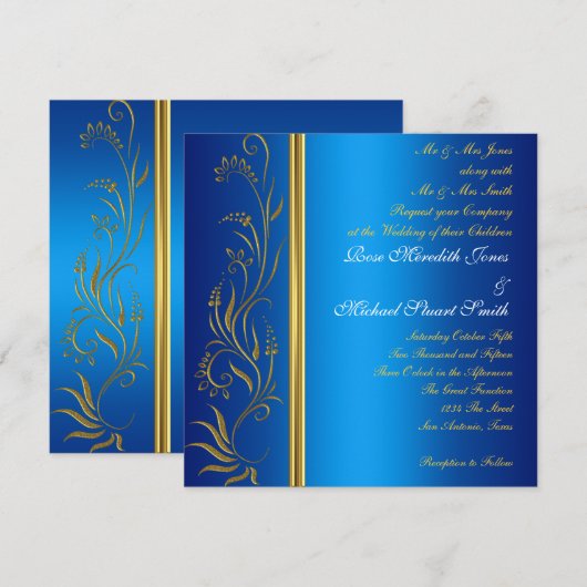 Royal Blue Popular Wedding Einladung (Vorne/Hinten)