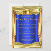 Royal Blue Prince Baby Shower Gold Brünett Boy Einladung (Rückseite)