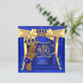 Royal Blue Prince Baby Shower Gold Crown Ethnic Einladung (Stehend Vorderseite)