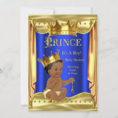 Royal Blue Prince Baby Shower Gold Ethnic Einladung (Vorderseite)