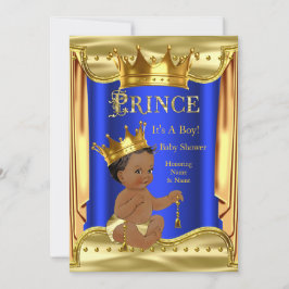 Royal Blue Prince Baby Shower Gold Ethnic Einladung