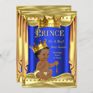 Royal Blue Prince Baby Shower Gold Ethnic Einladung
