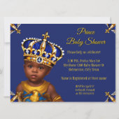 Royal Blue Prince Boy Baby Shower Gold Ethnic Einladung (Rückseite)