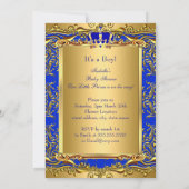 Royal Blue Prince Crown Baby Dusche Bear Ethnic Einladung (Rückseite)