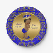 Royal Blue Prince Crown Baby Dusche Ethnic Pappteller (Vorderseite)