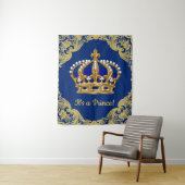 Royal Blue Prince Crown Babydusche Hintergrund Wandteppich (Beispiel)