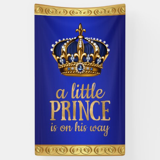 Royal Blue Prince Crown Boy Baby Dusche Banner (Vertikal)