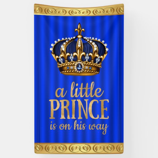 Royal Blue Prince Crown Boy Prince Baby Dusche Banner (Vertikal)