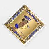 Royal Blue Prince Gold Crown Baby Dusche Ethnic Serviette (Ecke)