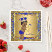 Royal Blue Prince Gold Crown Baby Dusche Ethnic Serviette (Beispiel)