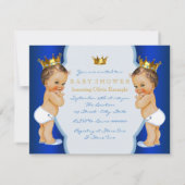 Royal Blue Prince Twin Boy Baby Dusche Einladung (Rückseite)