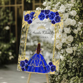 Royal Blue Princess Floral Quinceañera Birthday Acrylschild