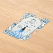 Royal Blue Princess Floral Silver Crown Mis Quince Acryleinladungen (Ablage )