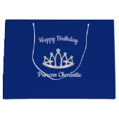 Royal Blue Princess Tiara Birthday Große Geschenkt Geschenktüte (Vorderseite)
