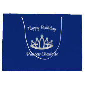 Royal Blue Princess Tiara Birthday Große Geschenkt Geschenktüte (Rückseite)