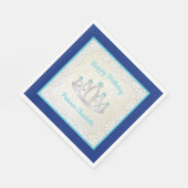 Royal Blue Princess Tiara Birthday Paper Napkin Serviette (Ecke)