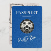 Royal Blue Puerto Rico Passport Save The Date (Vorne/Hinten)