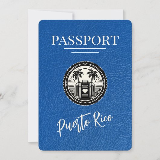 Royal Blue Puerto Rico Passport Save The Date (Vorderseite)