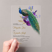 Royal Blue Purple Floral Indian Peacock Wedding Acryleinladungen (Insitu (Handheld))