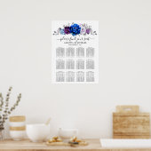 Royal Blue Purple Navy Lilac Blooms Seating Chart Poster (Küche)