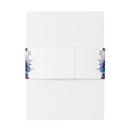 Royal Blue Purple Navy Lilac Blooms Wedding Einladungsbanderole (Rückseitenbeispiel)