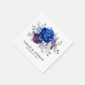 Royal Blue Purple Navy Lilac Blooms Wedding Serviette (Ecke)