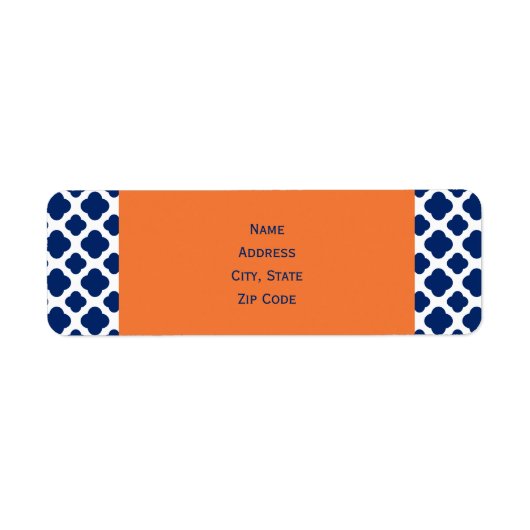 Royal Blue Quatrefoil Pattern mit Orange (Vorne)