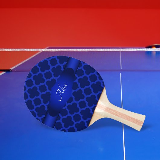 Royal Blue Quatrefoil Personalisiert Tischtennis Schläger
