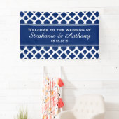 Royal Blue Quatrefoil Wedding Banner (Insitu)
