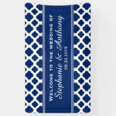 Royal Blue Quatrefoil Wedding Banner (Vertikal)
