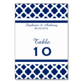 Royal Blue Quatrefoil Wedding Tischnummer (Vorderseite)