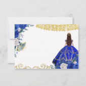 Royal Blue Quinceañera 15 Anos RSVP Card Dankeskarte (Rückseite)