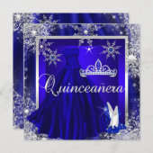 Royal Blue Quinceanera 15. Elite Elegant Geburtsta Einladung (Vorne/Hinten)