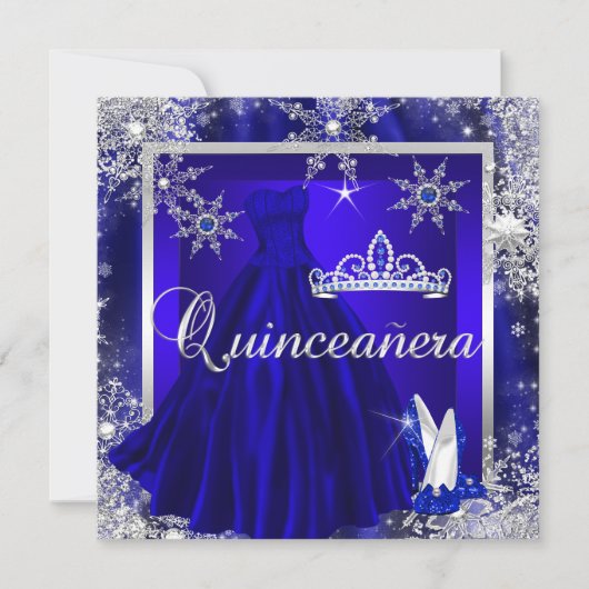 Royal Blue Quinceanera 15. Elite Elegant Geburtsta Einladung (Vorderseite)