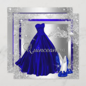 Royal Blue Quinceanera 15. Elite Elegant Geburtsta Einladung (Vorne/Hinten)