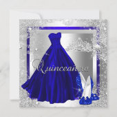 Royal Blue Quinceanera 15. Elite Elegant Geburtsta Einladung (Vorderseite)