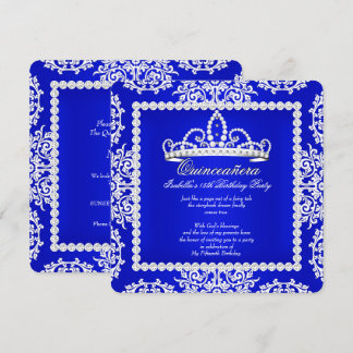 Royal Blue Quinceanera 15. Geburtstagsparty Tiara Einladung