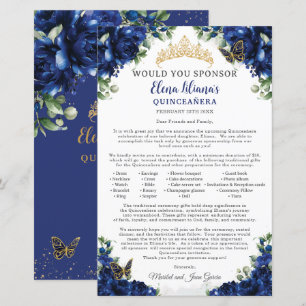 Royal Blue Quinceañera 15 Sponsor-Anfragebrief