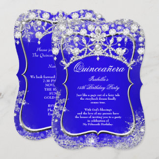 Royal Blue Quinceanera 15. Winter Wonderland Einladung