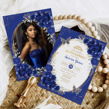 Royal Blue Quinceañera Blume Butterfly Foto