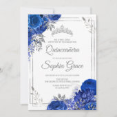 Royal Blue Quinceañera Butterflies Mis Quince Einladung (Vorderseite)