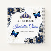 Royal Blue Quinceañera Butterfly Guest Book Notizblock (Rückseite)