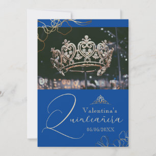 Royal Blue Quinceañera danke Kartenvorlage Einladung