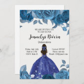 Royal Blue Quinceañera Einladung (Vorne/Hinten)